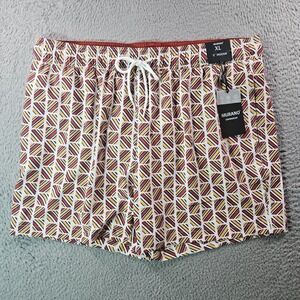 NWT Murano Swim Shorts Trunks‎ Men XL 5" Inseam Lined Geometric White Orange